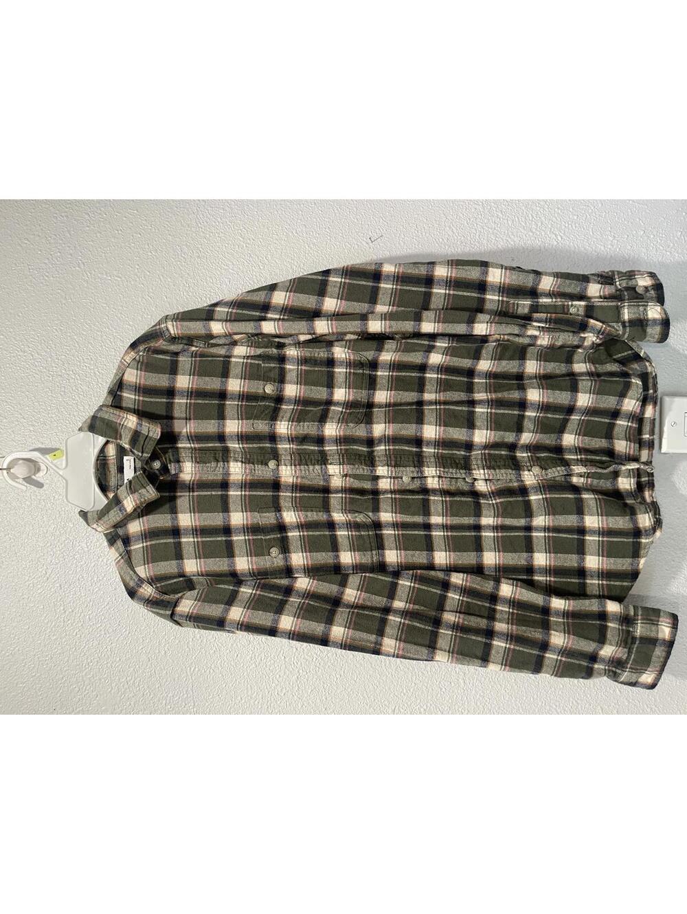 Sonoma Olive Green Plaid Button-Up Shirt - Small